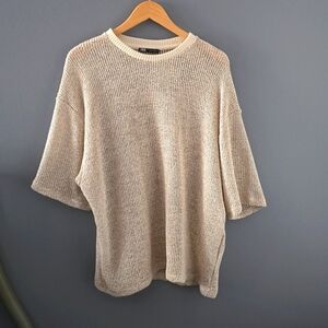 Zara cream/gold oversized woven top small